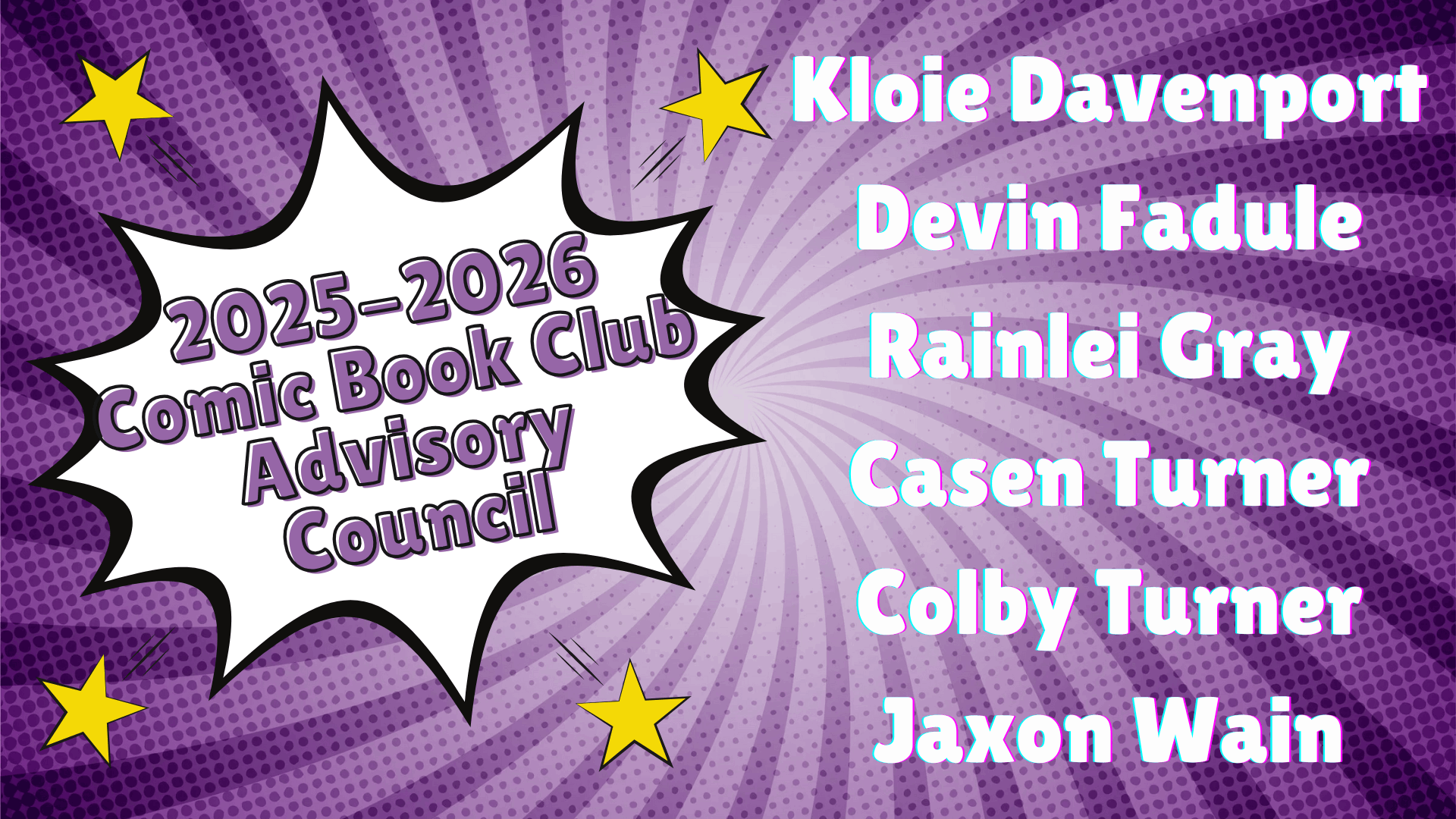 2025-2026 Comic Book Club Advisory Council